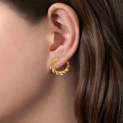 Clearance Gabriel & Co. 14K Yellow Gold 20mm Geometric Flare Round Statement Bypass Hoop Earrings