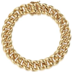 Clearance Gabriel & Co. 14K Yellow Gold 10mm Hollow Cuban Link Tennis Bracelet