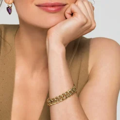 Clearance Gabriel & Co. 14K Yellow Gold 10mm Hollow Cuban Link Tennis Bracelet