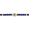 Best Gabriel & Co. 14K Yellow Gold 4mm Lapis and Sapphire Beaded Bracelet with Evil eye