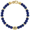 Best Gabriel & Co. 14K Yellow Gold 6mm Lapis and Sapphire Beaded Bracelet with Evil eye