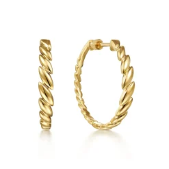 Best Gabriel & Co. 14K Yellow Gold 30mm Marquise Pattern Hoop Earrings