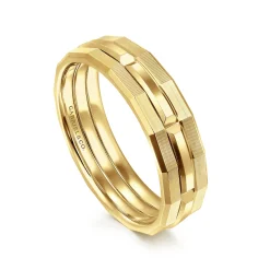 Discount Gabriel & Co. 14K Yellow Gold 6mm Men's Ring Brush Finish in Satin Finish