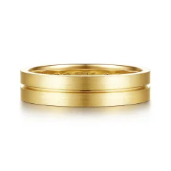 Online Gabriel & Co. 14K Yellow Gold 5mm - Men's Wedding Band in Horizontal Brush Finish
