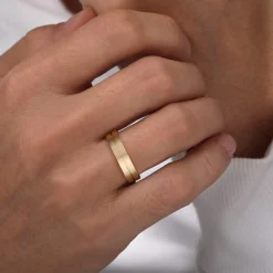Online Gabriel & Co. 14K Yellow Gold 5mm - Men's Wedding Band in Horizontal Brush Finish