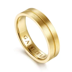 Online Gabriel & Co. 14K Yellow Gold 5mm - Men's Wedding Band in Horizontal Brush Finish