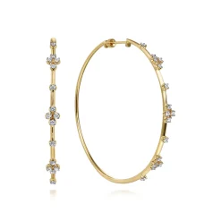 Outlet Gabriel & Co. 14K Yellow Gold 60mm Round Classic Diamond Hoop Earrings