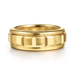 Outlet Gabriel & Co. 14K Yellow Gold 8mm Square Rotating Mens Ring in High Polished Finish