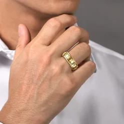 Outlet Gabriel & Co. 14K Yellow Gold 8mm Square Rotating Mens Ring in High Polished Finish