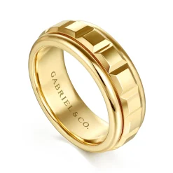 Outlet Gabriel & Co. 14K Yellow Gold 8mm Square Rotating Mens Ring in High Polished Finish