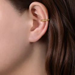 Hot Gabriel & Co. 14K Yellow Gold 15mm Textured Hoop Earcuff