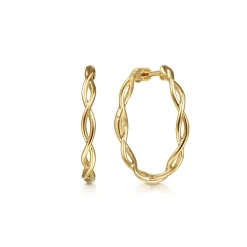 New Gabriel & Co. 14K Yellow Gold 25mm Twisted Classic Round Hoop Earrings