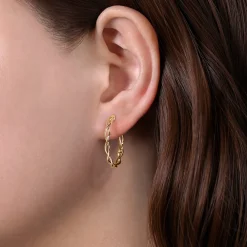 New Gabriel & Co. 14K Yellow Gold 25mm Twisted Classic Round Hoop Earrings