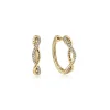 New Gabriel & Co. 14K Yellow Gold 15mm Twisted Rope and Diamond Huggies