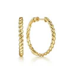 New Gabriel & Co. 14K Yellow Gold 30 mm Twisted Rope Classic Hoop Earrings