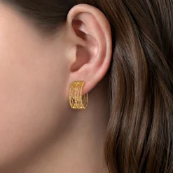 Best Gabriel & Co. 14K Yellow Gold 20 mm Wide Open Pattern Huggie Earrings
