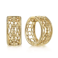 Best Gabriel & Co. 14K Yellow Gold 20 mm Wide Open Pattern Huggie Earrings