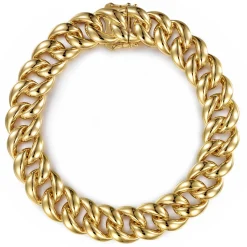 Clearance Gabriel & Co. 14K Yellow Gold 12mm Width Classic Plain Men's Mix Cuban Bracelet