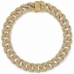 Hot Gabriel & Co. 14K Yellow Gold 10mm Width Classic Diamond Men's Mix Cuban Bracelet