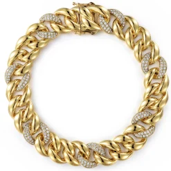 Online Gabriel & Co. 14K Yellow Gold 12mm Width Classic Diamond Men's Mix Cuban Bracelet