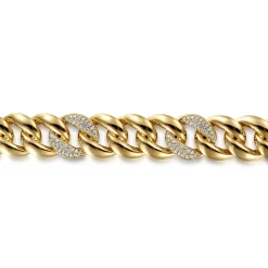 Sale Gabriel & Co. 14K Yellow Gold 14mm Width Classic Diamond Men's Mix Cuban Bracelet