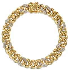 Sale Gabriel & Co. 14K Yellow Gold 10mm Width Classic Diamond Men's Mix Cuban Bracelet