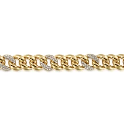 Sale Gabriel & Co. 14K Yellow Gold 10mm Width Classic Diamond Men's Mix Cuban Bracelet