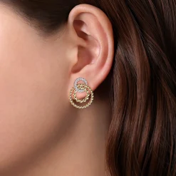 Discount Gabriel & Co. 14K Yellow Gold Multi Open Circle Bujukan and Diamond Post Earrings