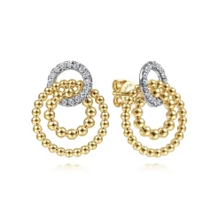 Discount Gabriel & Co. 14K Yellow Gold Multi Open Circle Bujukan and Diamond Post Earrings