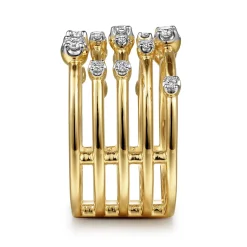 Outlet Gabriel & Co. 14K Yellow Gold Multi Row Diamond Wide Band Ring