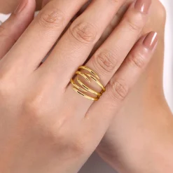 New Gabriel & Co. 14K Yellow Gold Multi Row Open Claw Ring
