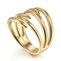 New Gabriel & Co. 14K Yellow Gold Multi Row Open Claw Ring