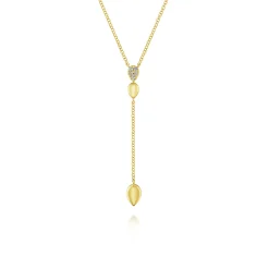 Outlet Gabriel & Co. 14K Yellow Gold Multi Teardrop Y Necklace with Diamonds