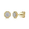 Discount Gabriel & Co. 14K Yellow Gold Octagonal Pave Diamond Stud Earrings