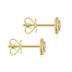 Discount Gabriel & Co. 14K Yellow Gold Octagonal Pave Diamond Stud Earrings