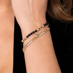Hot Gabriel & Co. 14K Yellow Gold Onyx Beads Bracelet