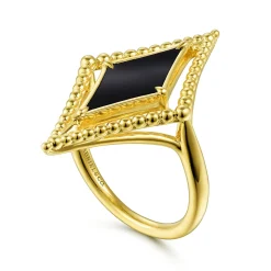 Discount Gabriel & Co. 14K Yellow Gold Onyx Rhombus Bujukan Ring