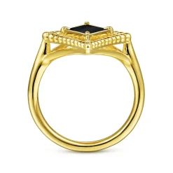 Discount Gabriel & Co. 14K Yellow Gold Onyx Rhombus Bujukan Ring
