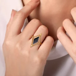 Discount Gabriel & Co. 14K Yellow Gold Onyx Rhombus Bujukan Ring
