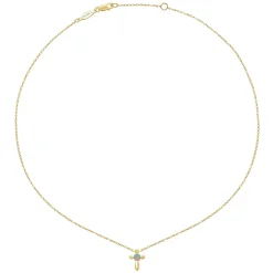 Gabriel & Co. 14K Yellow Gold Opal Cross Pendant Necklace