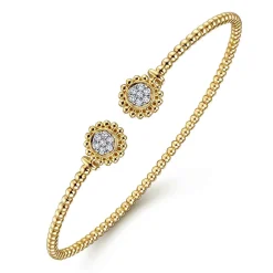 Discount Gabriel & Co. 14K Yellow Gold Open Bangle with Pave Diamond Circles