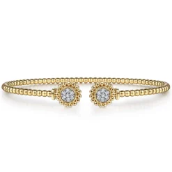 Discount Gabriel & Co. 14K Yellow Gold Open Bangle with Pave Diamond Circles