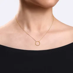 Outlet Gabriel & Co. 14K Yellow Gold Open Circle Pendant Necklace