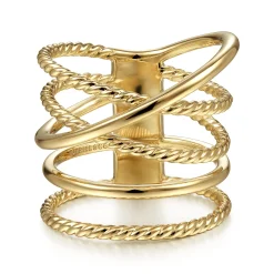Online Gabriel & Co. 14K Yellow Gold Open Criss Crossing Twisted Rope Wide Band