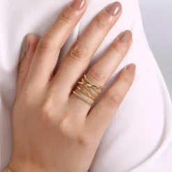 Online Gabriel & Co. 14K Yellow Gold Open Criss Crossing Twisted Rope Wide Band