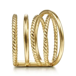 Online Gabriel & Co. 14K Yellow Gold Open Criss Crossing Twisted Rope Wide Band