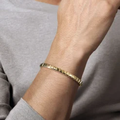 Sale Gabriel & Co. 14K Yellow Gold Open Cuff Angular Cuts Square Bangle
