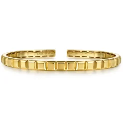Sale Gabriel & Co. 14K Yellow Gold Open Cuff Angular Cuts Square Bangle