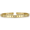 Gabriel & Co. 14K Yellow Gold Open Cuff Bracelet with Diamond Stations