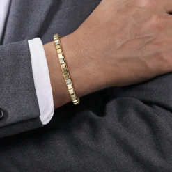 Gabriel & Co. 14K Yellow Gold Open Cuff Bracelet with Diamond Stations